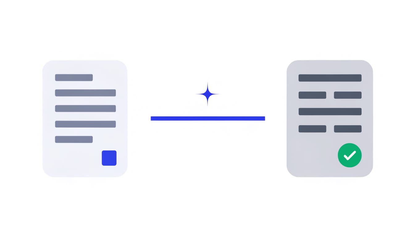 Flat illustration of a paper invoice being read into structured data rows